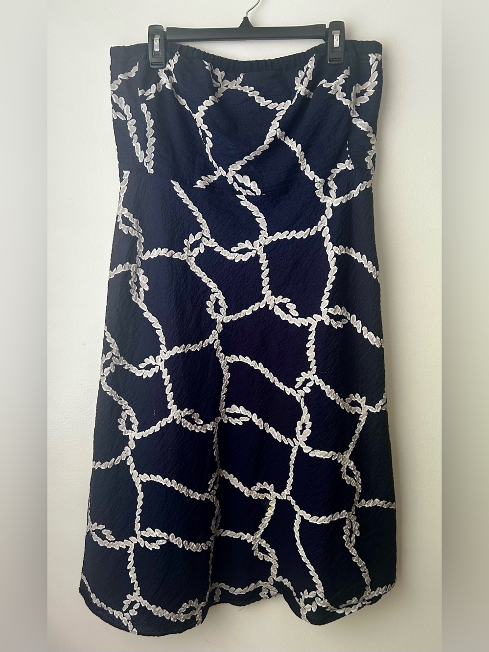 J. Crew Navy A-Line Skirt with White Rope Print